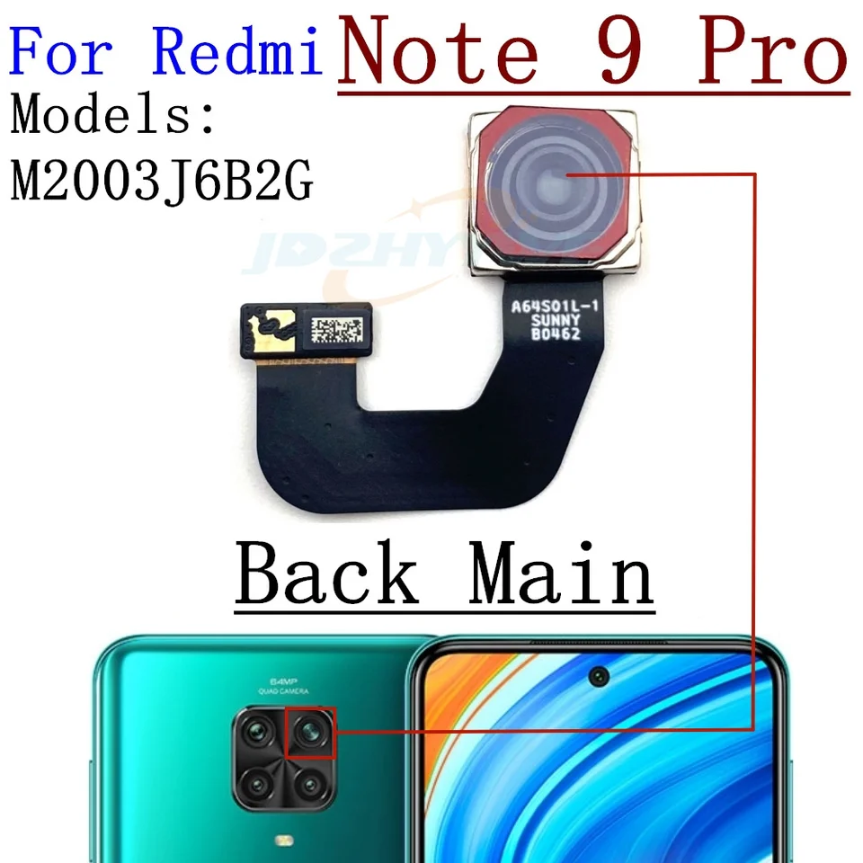 Module Caméra Avant Pour Xiaomi Redmi Note 9 Pro 5G – Noir – Neuf