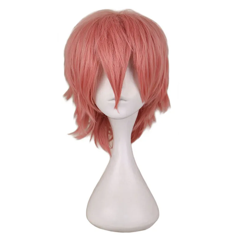 Parrucche sintetiche per cosplay anime da donna per uomo Capelli corti lisci Resistenza al calore Parrucche corte multicolori rosso bianco rosa grigio marrone - immagine 3