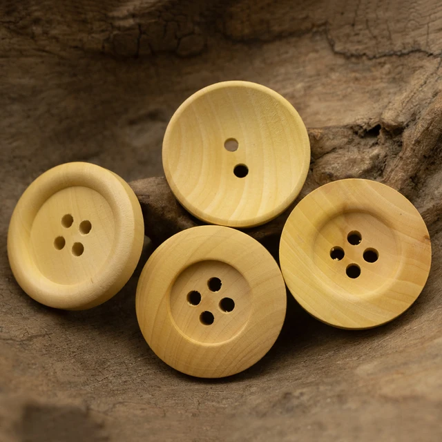 Dark brown Wooden Sewing Buttons 30mm - set of 6 natural wood buttons