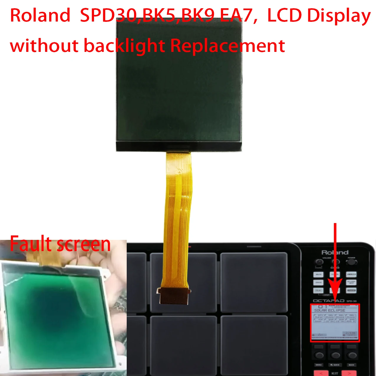 Display Lcd sem Luz de Fundo para Roland Cmf2p0399 Spd30 Spd30 E-a7 Ea7 Bk9 Bk-9 Bk5 Bk5 Original Novo
