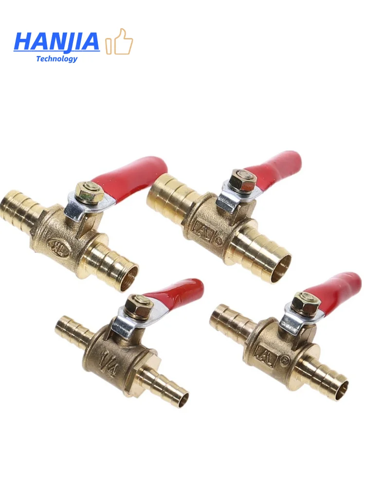 

5PCS Red Handle Small Valve 6mm 8mm 10mm 12mm Hose Barb Inline Brass Water Oil Air Gas Fuel Line Ball Valve Pipe Fittings