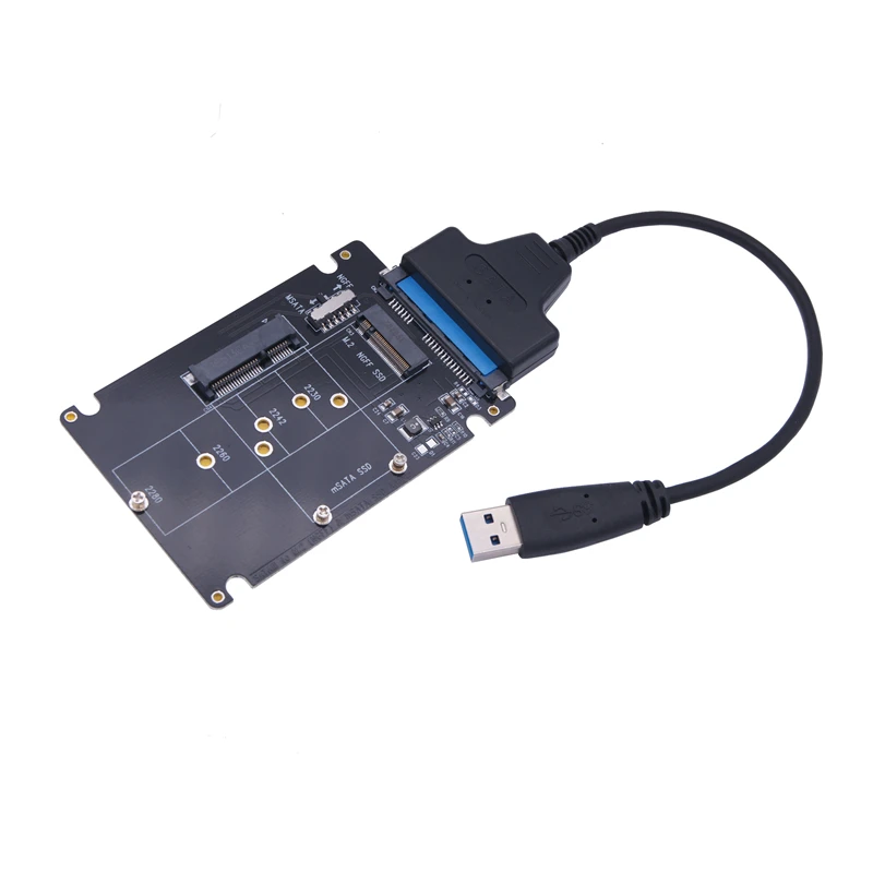 MSATA M2 USB 어댑터 케이스 SSD 외장 USB 3.0, M.2 에서 USB mSATA SSD M2 SSD에서 USB3.0 변환기 라이저, 2.5 인치 인클로저 USB 3 어댑터