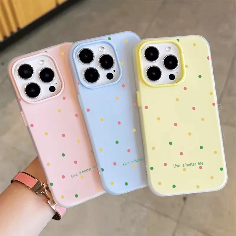 Vibrant Candy Color Jelly Phone Case with Colorful Dots Design