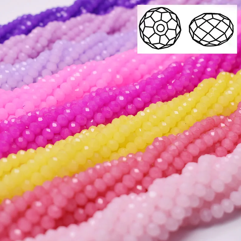 4 6 8mm Purple Rose Pink Rondelle Crystal Glass Beads Czech Loose Needlework Faceted Loose Spacer Beads for Jewelry Making DIY