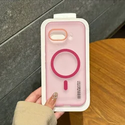 Enhanced Translucent Matte Hard PC Shockproof Bumper Case with Magsafe - pixel 6a (Pink)