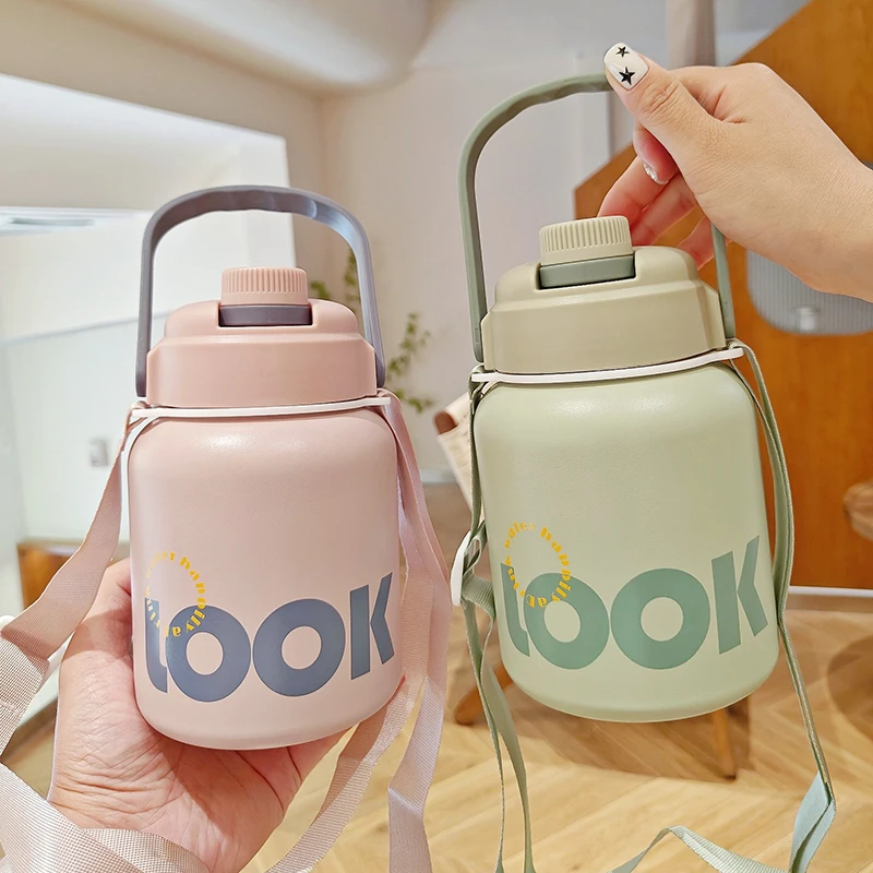 

Large Capacity 316 Stainless Steel Vacuum Insulated Cup Portable Straw Belly Cup Children Student Outdoor Travel Thermos Bottle