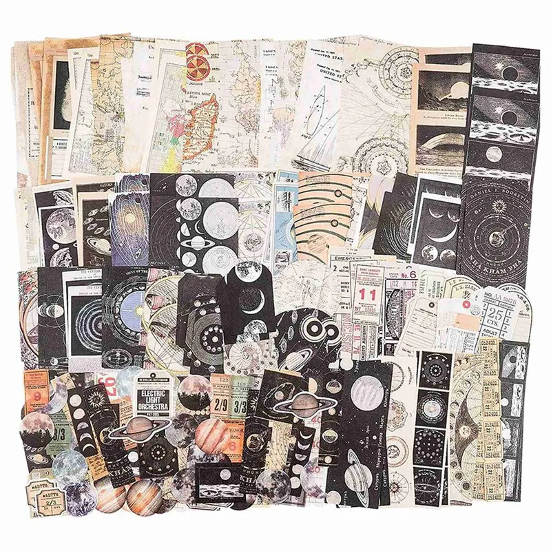 

Vintage Scrapbook Supplies Pack (400 Pcs) For Art Journaling Junk Journal Planners DIY Paper Stickers (A)