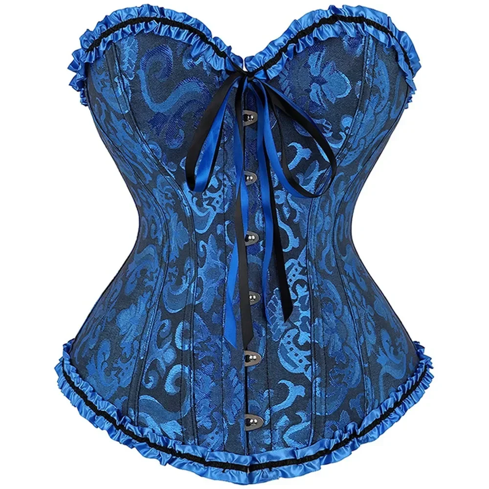 Women Vintage Overbust Corsets Top Plus Size Lace Flower Brocade Bustier Sexy Medieval Gothic Corset Shapewear Corselet corset bustier top waist corset lace corset