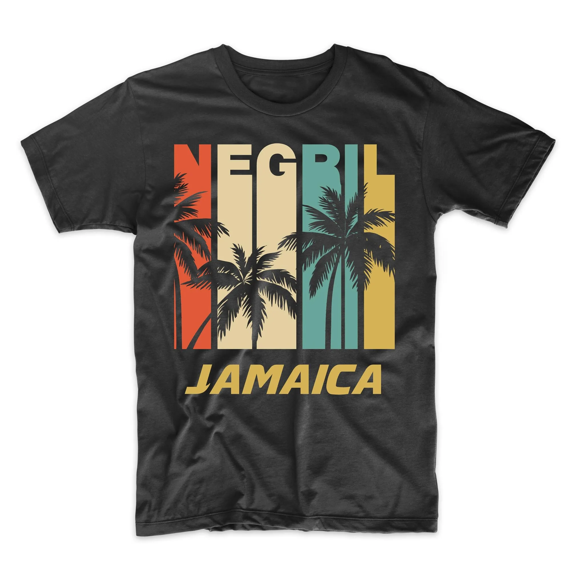 Retro Negil Giamaica Palm Trees Vacation T Shirt Uomo Maniche Lunghe O Corte