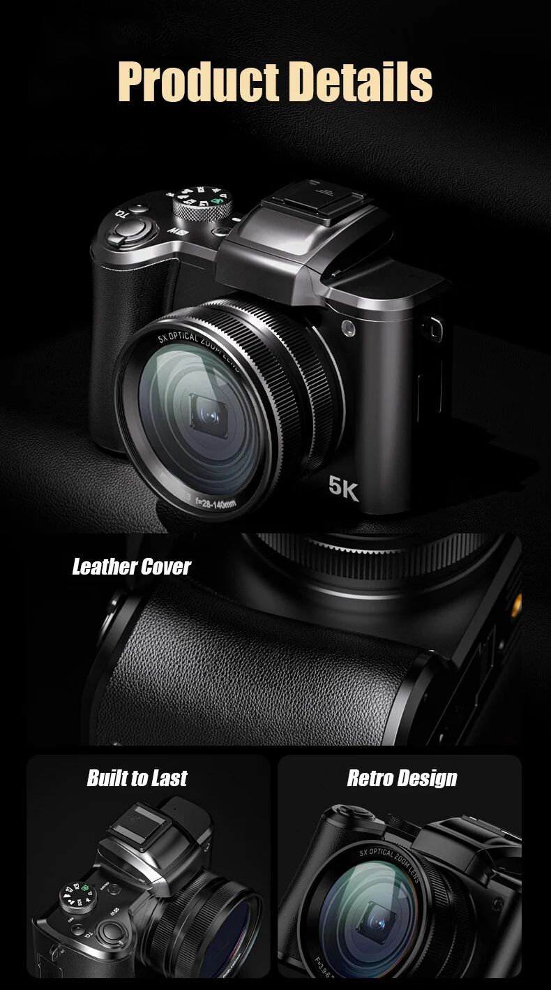 SONIDA 5K DSLR Optical Zoom HD Video Camera 3.2-inch IPS HD Touchscreen Display Digital Camera