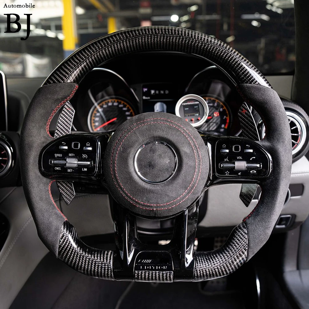 맞춤형 LED 탄소 섬유 스티어링 휠, 벤츠 메르세데스 AMG GTR GT C63 A45 C63 E63 A C E CL GL W205 W204 W213 W212