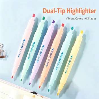 Set di evidenziatori da 6 pezzi – 6 colori vivaci assortiti, penne con inchiostro liscio ad asciugatura rapida per scuola, ufficio, diario, studio della Bibbia