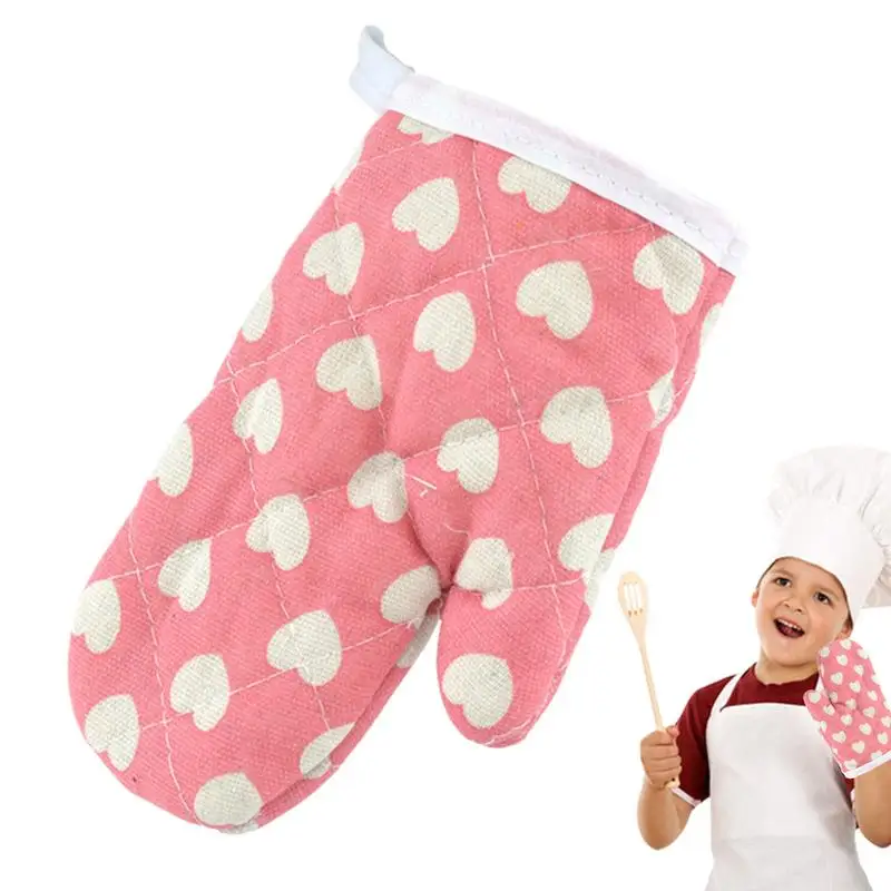 Cute printed Pattern Kids Oven Mitts Heat Resistant Cooking Mitts Anti Scald Baking Gloves Children's Kitchen Microwave Gloves