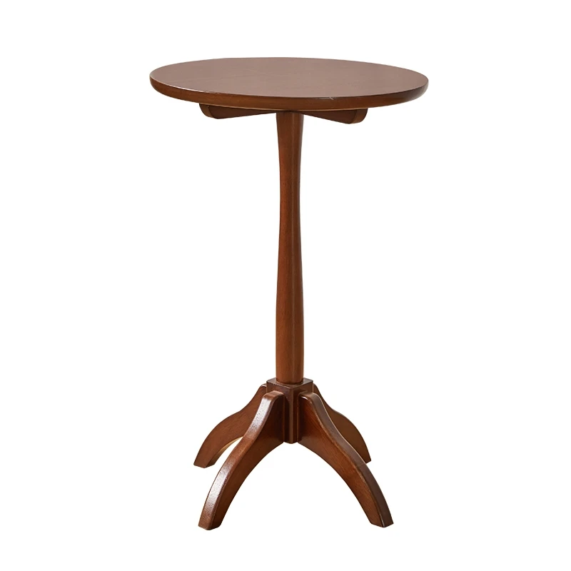 Solid Wood Small Sofa Tables Round Side Coffee Sofa Mini Mobile Celebrity Tables Lounge Shelves Shelves Home Furniture