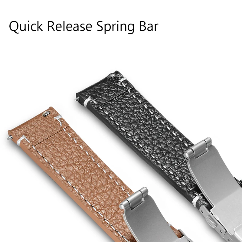 Elegant Genuine Leather Watch Band Strap - Soft Cowhide with Deployment Clasp in Various Colors and Sizes