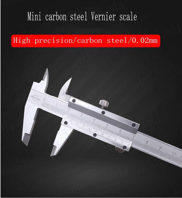 

1pcs Carbon Steel Stationery Mini Pocket Shape 0-100/150MM 0.02MM Resolution Scale Reading Vernier Scale