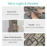 10 ชิ้น 3D Faux หิน Peel และ Stick ผนังแผง, Self Adhesive กระเบื้องห้องครัว Backsplash, 3D สติ๊กเกอร์ติดผนังสติกเกอร์ 30 ซม. x 30 ซม. 5