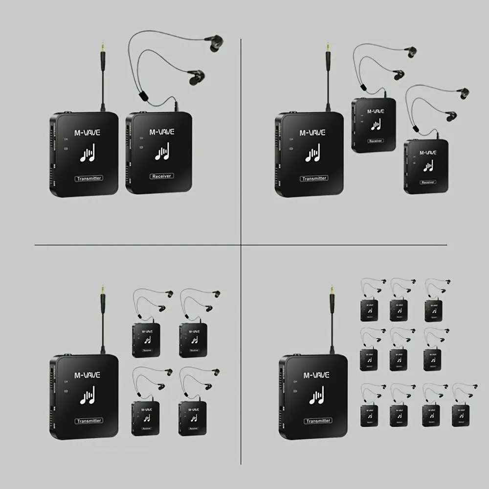M-VAVE WP-10 2.4GHz Wireless Earphone Monitor Transmission System Rechargeable Transmitter & Receiver Stereo Mono Recording wireless earphone monitor