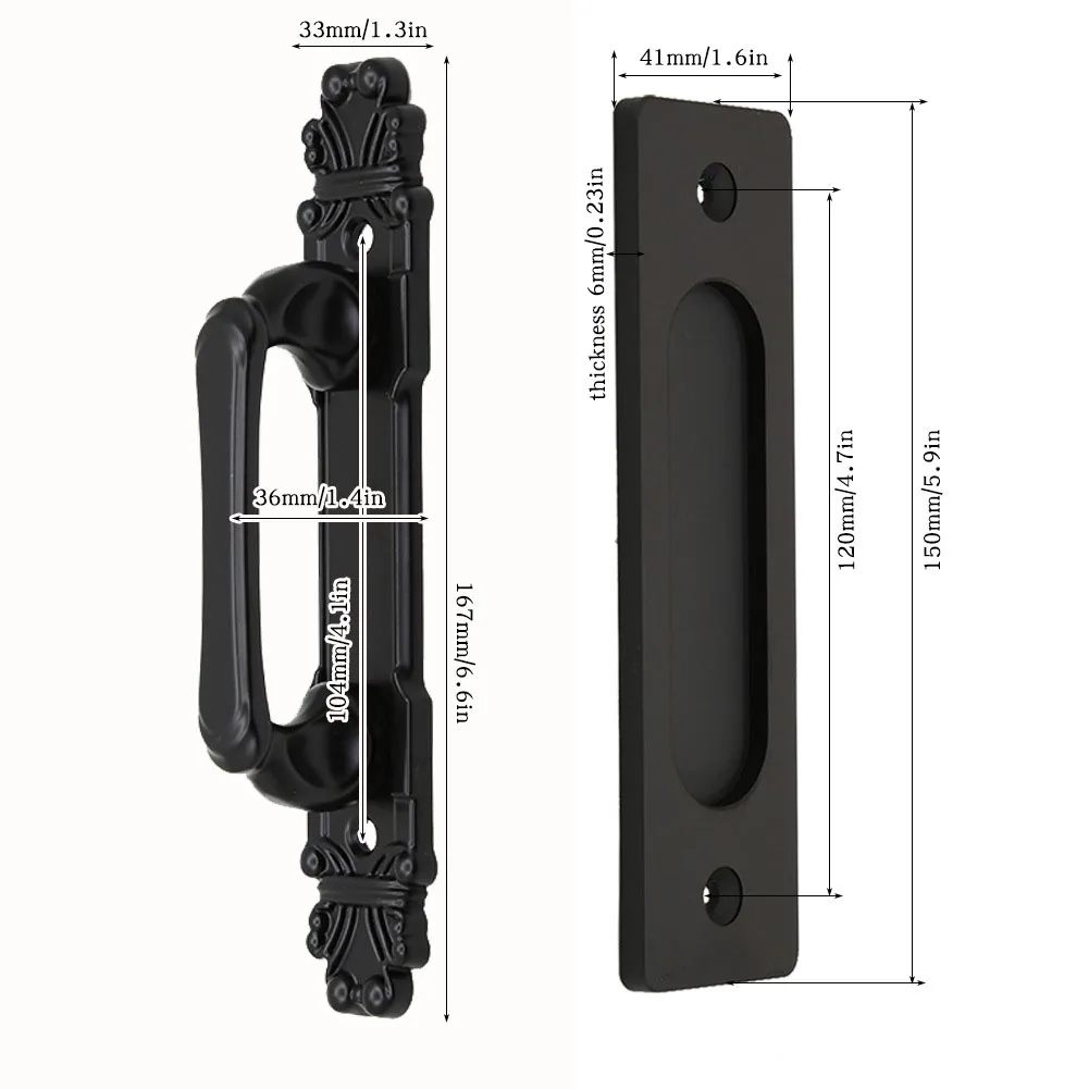 ชุดอุปกรณ์มือจับและดึงประตูบานเลื่อนแบบสองด้าน งานหนัก สไตล์วินเทจ สีดำ - มือจับประตูบานเลื่อน อุปกรณ์เฟอร์นิเจอร์ 1