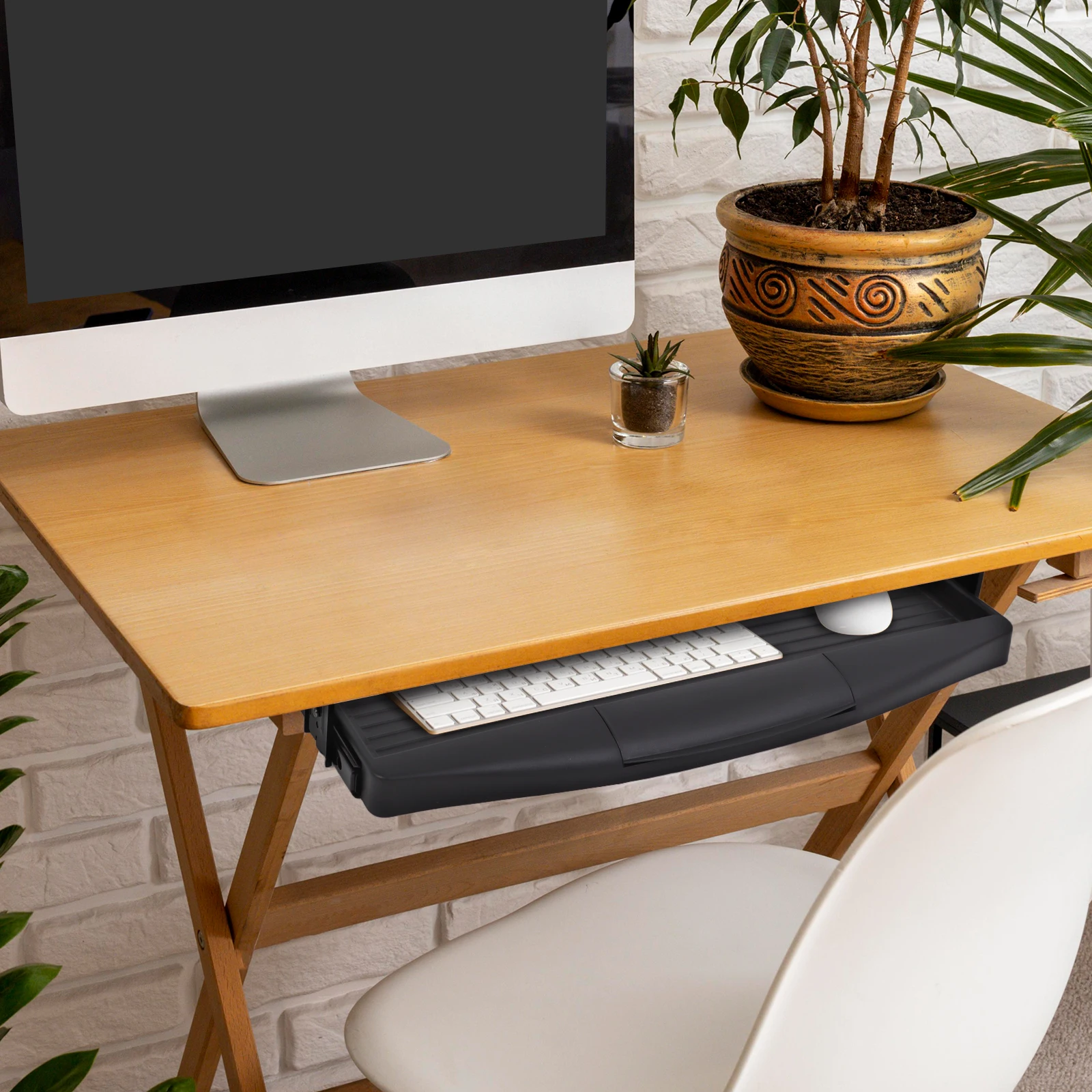 Computer Keyboard Stand Attachable Tray under Desk Lap Riser for Accessories Drawer Runners