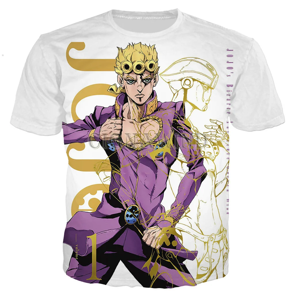 Anime JoJo's Bizarre Adventure 3d T Shirt Women Men Kawaii Harajuku Unisex Summer Short Sleeve Boys Girls Oversized T-shirts black t shirt