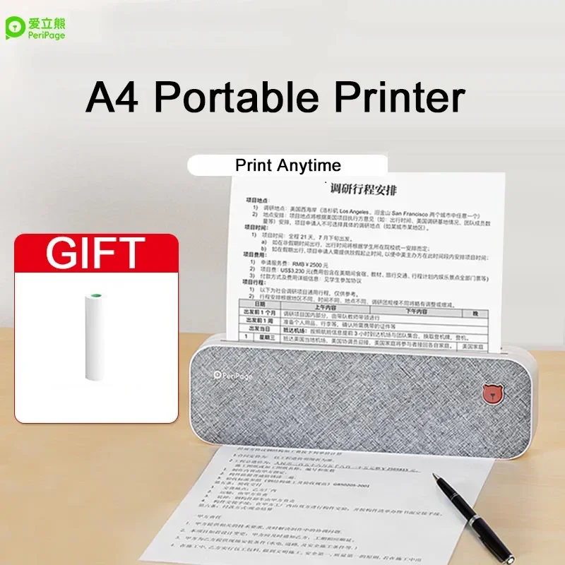 GlowMartA4 Portable Photo Wireless Mini Hand Thermal Label Pocket Printer Sticker Machine for Mobile Phone