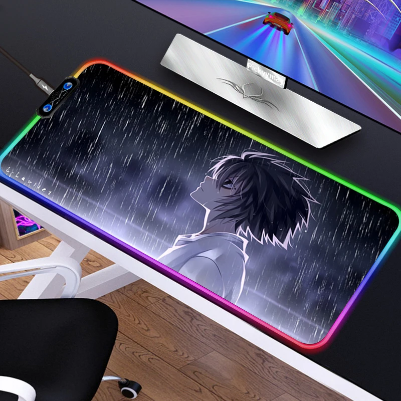 

Anime Death Note Gaming USB Mouse Pad Computer Mousepad RGB Backlit Mause Pad XXL Large Mousepad Desk Keyboard LED Mice Mat