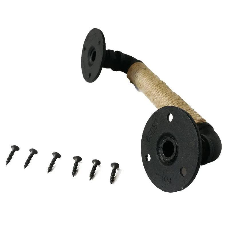 Industrial Style Pipe Furniture Handle Barn Sliding Wooden Door Handles Black Antique Vintage European Wrought Iron Rope Handle