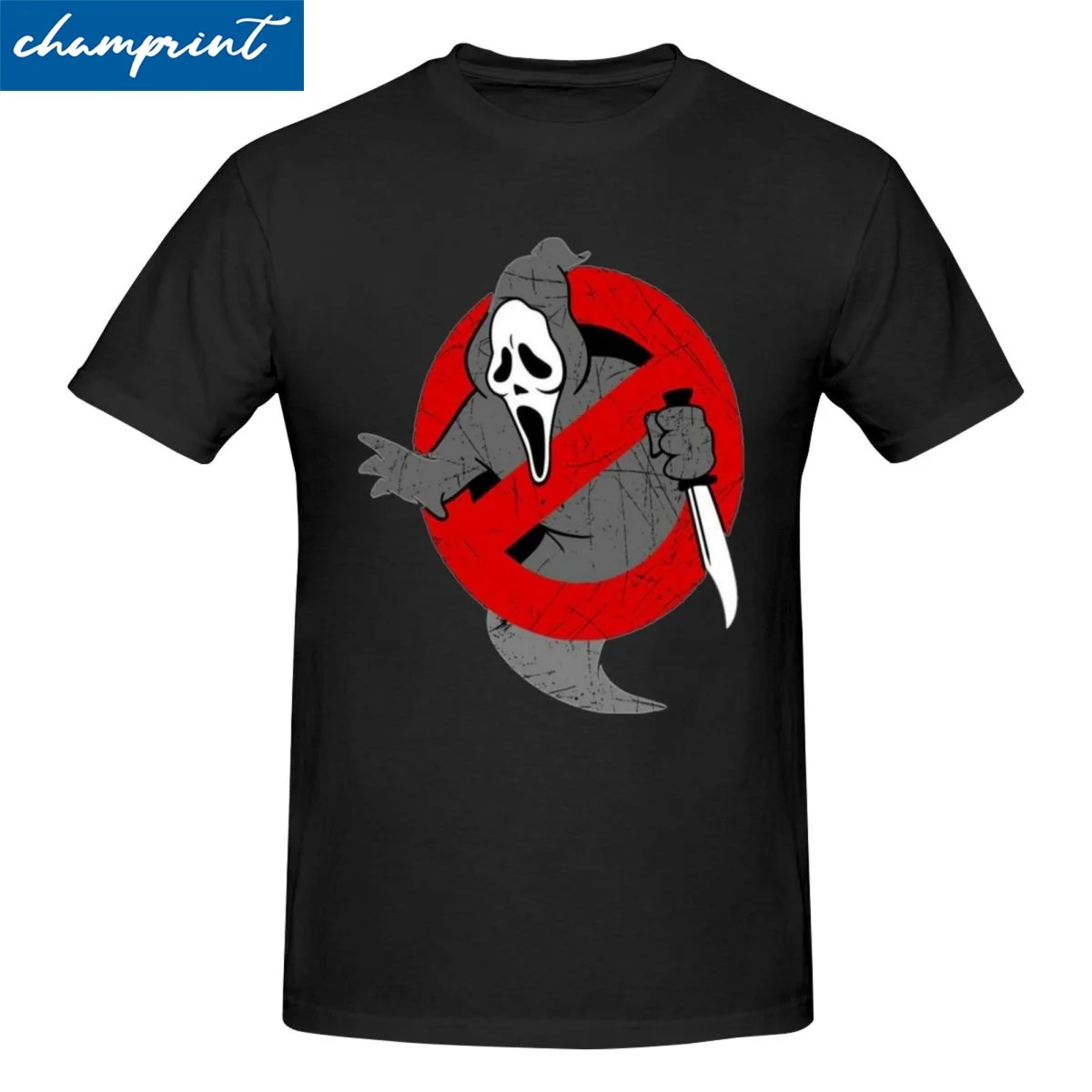 Scream Ghostbusters Ghostface Scary Horror T-Shirt Men's Cotton Tops Shirts Casual O-neck Short Sleeve