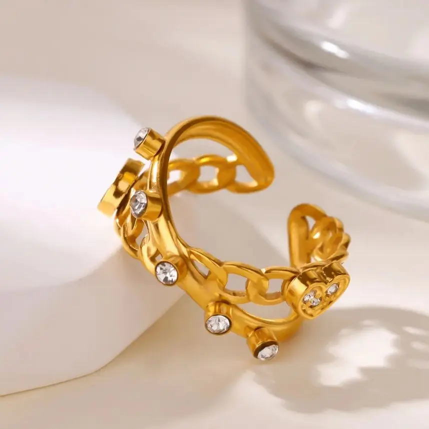 Zircon Heart Chain Ring For Women