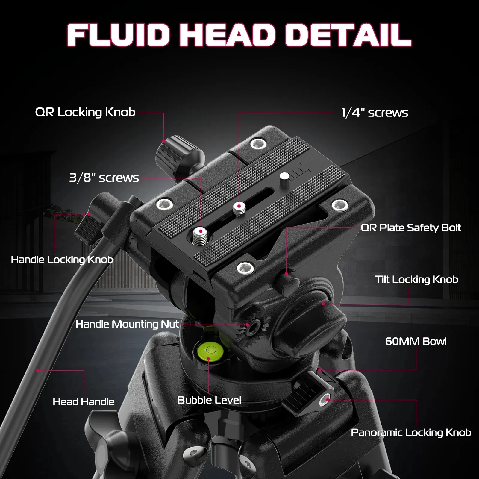 Ulanzi MT-81 Heavy Duty Video Tripod 1/4" 3/8" Screws 8KG Load with Fluid Head Tripod for DSLR/Mirrorless/Cine Camera Camcorder