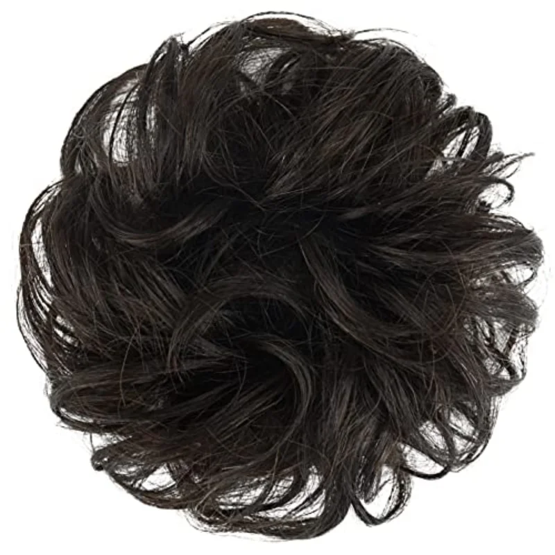 Human Hair Messy Round Knots 100% Human Hair Knots Extensions Curly Hairbands for Girls