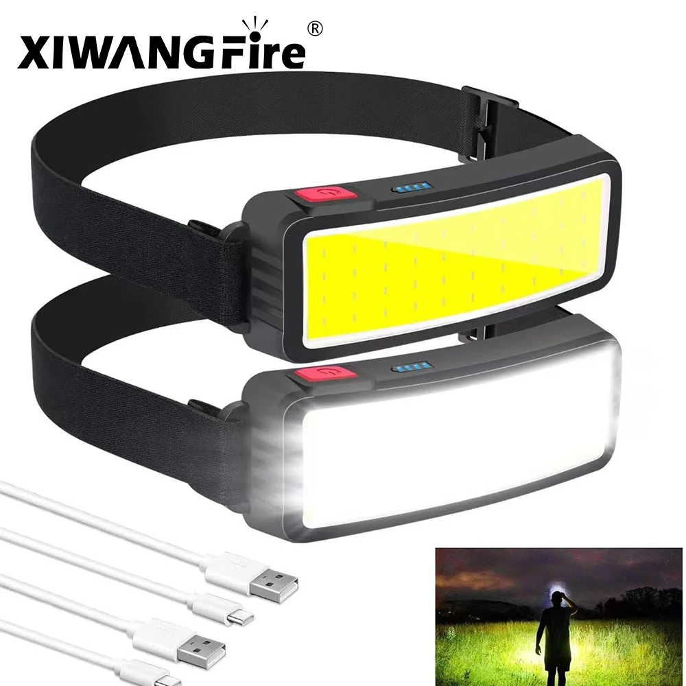 Lampe Frontale LED COB 500 Lumens - Rechargeable USB, étanche, Légère (97g)