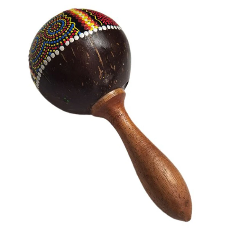 Coconut Shell Sand Hammer Shaker Hand Rattle Percussion Musical Instrument Toy for Boys And Girls