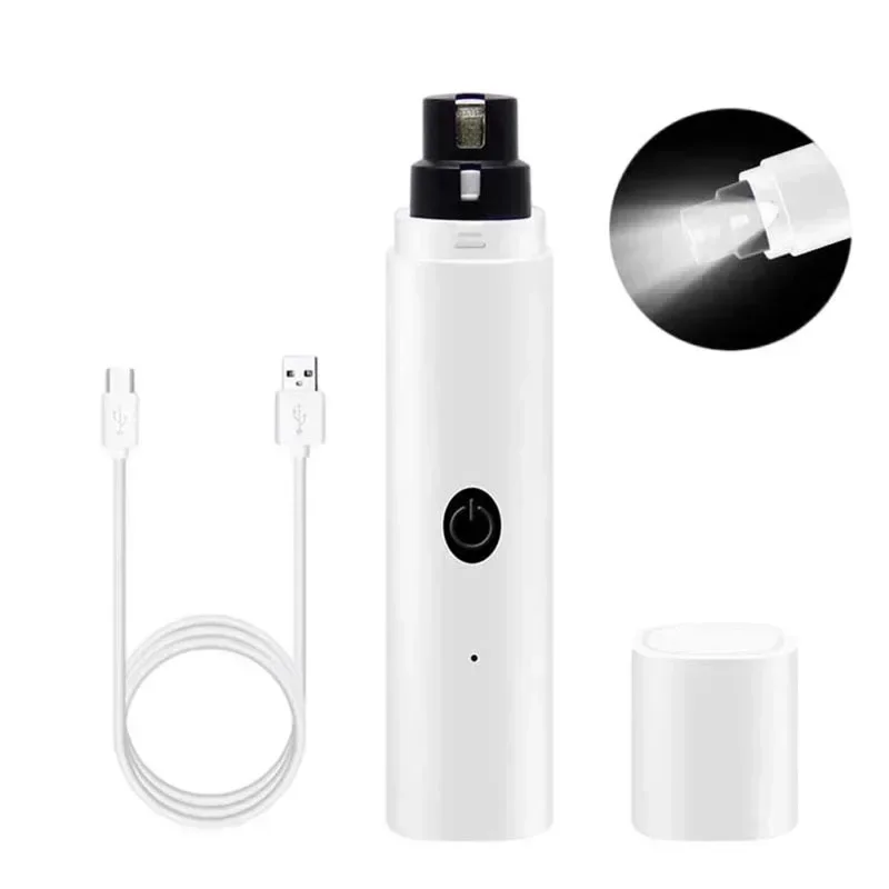 Electric Dog Nail Clippers Grinders Rechargeable USB Charging LED Light Pet Quiet Cat Paws Grooming Supplies