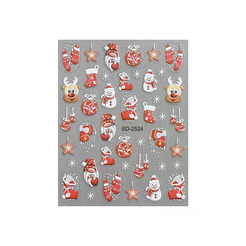 1 Sheet Relief Christmas Nail Art Sticker Christmas Tree Elk Snowflakes Nail Art Stickers Xmas Manicure Decals