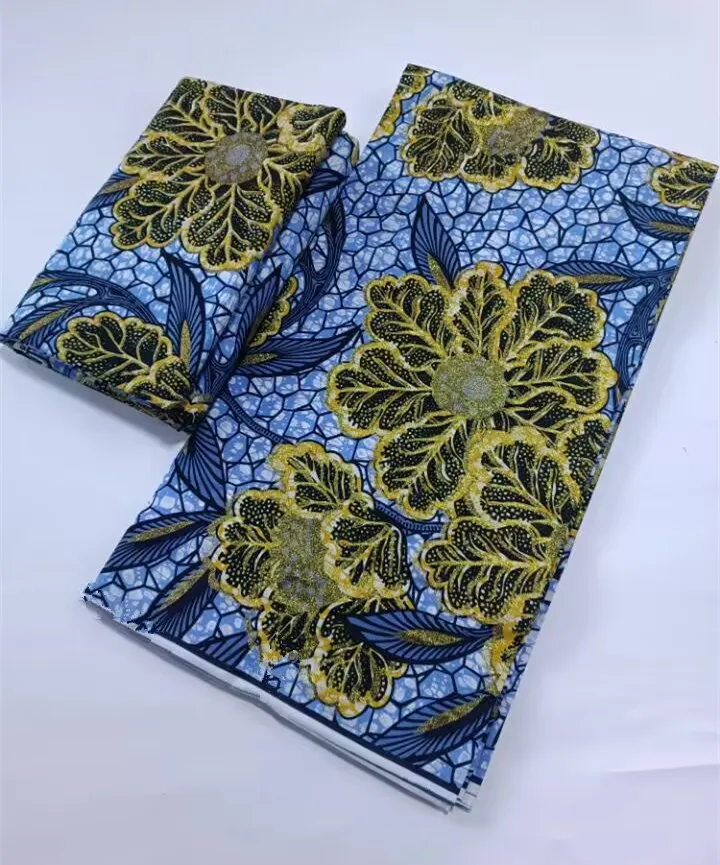 100% Cotton Fashion African Wax Fabric Nigeria Ankara Wax Fabric Block Prints Batik Dutch Pagne Soft Sewing Fabric 6 yards 6