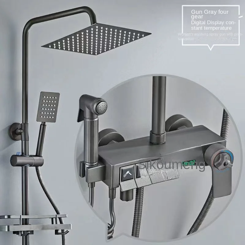 

Fr Factory Price Shower Set copper Brass Piano Buttons Intelligent Hot And Cold Constant Temperature Digital Display Shower Set