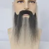 Fake Beard Human Hair Full Hand Tied Facial Hair False Beard Lace Invisible Face Mustache for Party Makeup Cosplay Costume Party 4