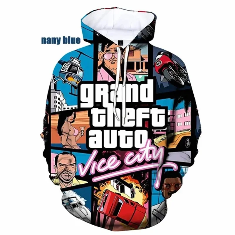 

Fashion 3D Grand Theft Auto Vice City Printing Hoodies Game GTA VC Graphic Hooded Sweatshirts Kid Cool Pullovers Harajuku Hoodie