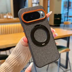 Deluxe Shockproof Magnetic Case with Adjustable Kickstand and Luxury Cloth Metal Lens Protection - Google Pixel 10a (Black)