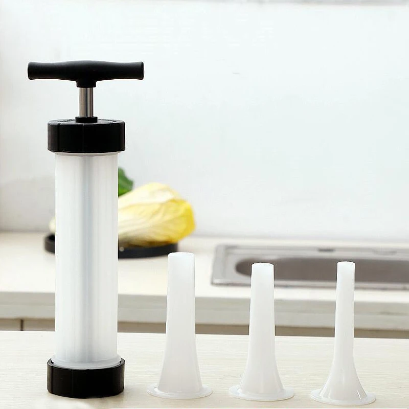 1 set Hand Push Sausage Machine for Sausage Casings Meat Stuffer Filler Machines 3 Funnel Nozzle кухонные гаджеты