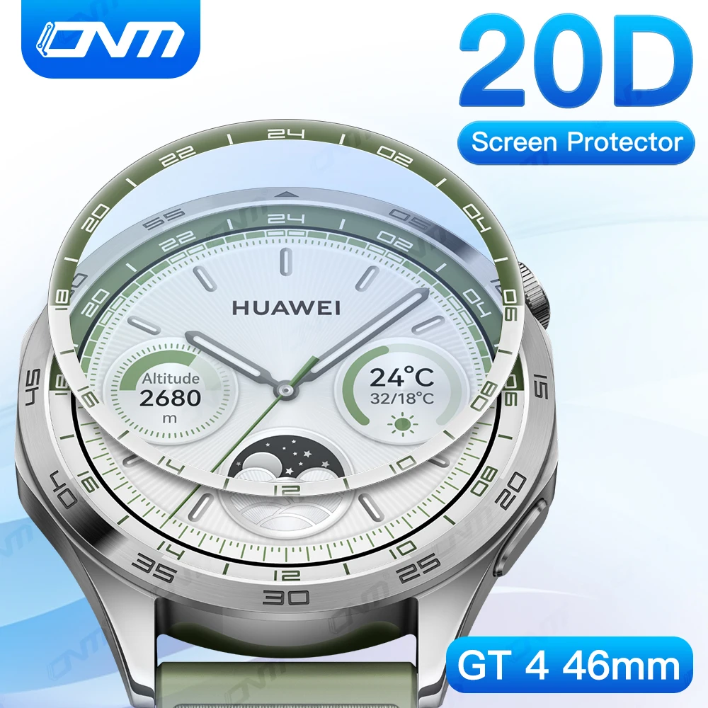 Protector de pantalla 20D para Huawei Watch GT 4, 46mm, película antiarañazos de pantalla curva verde para Huawei GT4, película protectora (no de vidrio)