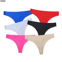 String en soie glacée pour femmes, sous-vêtements sans couture, couleurs acidulées, string taille basse, Lingerie féminine Tanga 2