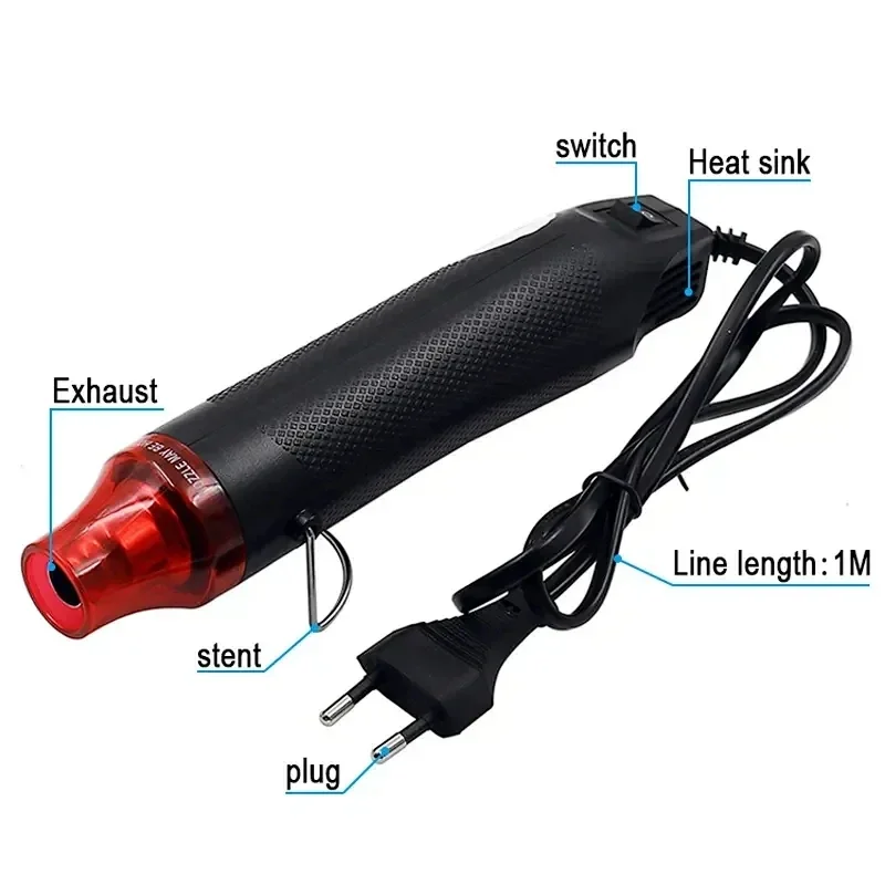 300W Hot Air Gun 110V US Plug with Heat Shrink Tubing Kit 2:1 Shrinkable Wire Connect Cover Cable Repair Protection Heat Gun 2