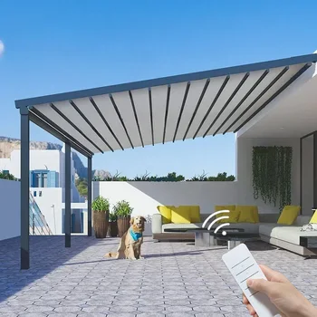 Cortili pieghevoli in alluminio per esterni Terrazza esterna 3X6M Padiglione Grondaia Tende Gazebo Pergola Prendisole Porta Tenda Gazebo 1