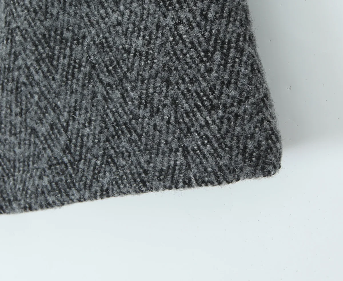 2 Pieces 1 Set CHILL Notched Tweed Weave Oversized Blazer High Waist Package Hips A-line Mini Skirt Suits Matching Gray