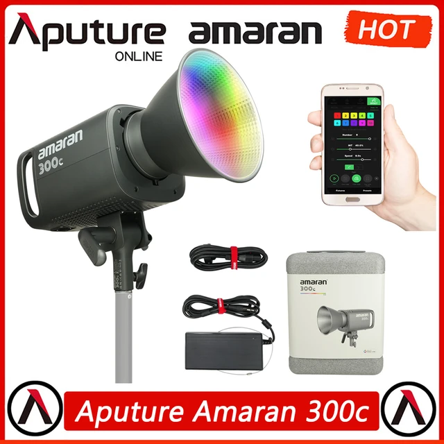 Aputure Amaran 300c RGB COB Video Light Bowen Mount 2,500K to 7,500K CCT  with G/M Adjustment 26,580 lux @ 1m with Hyper Reflector Support APP Control