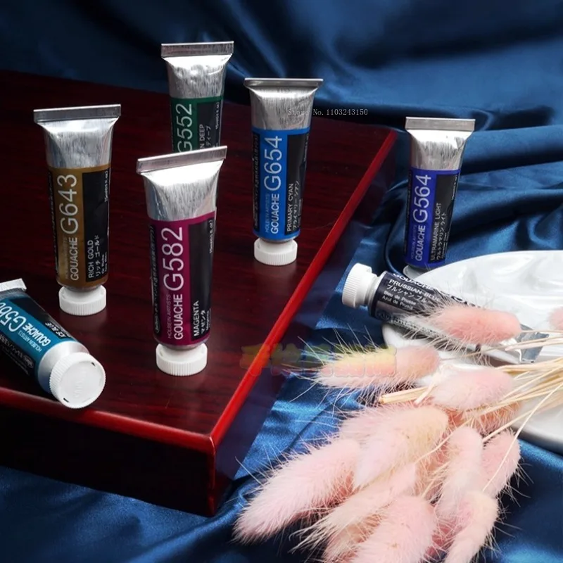 15/5ml 관형 홀베인 아라비아 검 불투명 수채화/구아슈 페인트 세트 아티스트의 손으로 그린 ??일러스트레이션 레이어드 컬러 창조