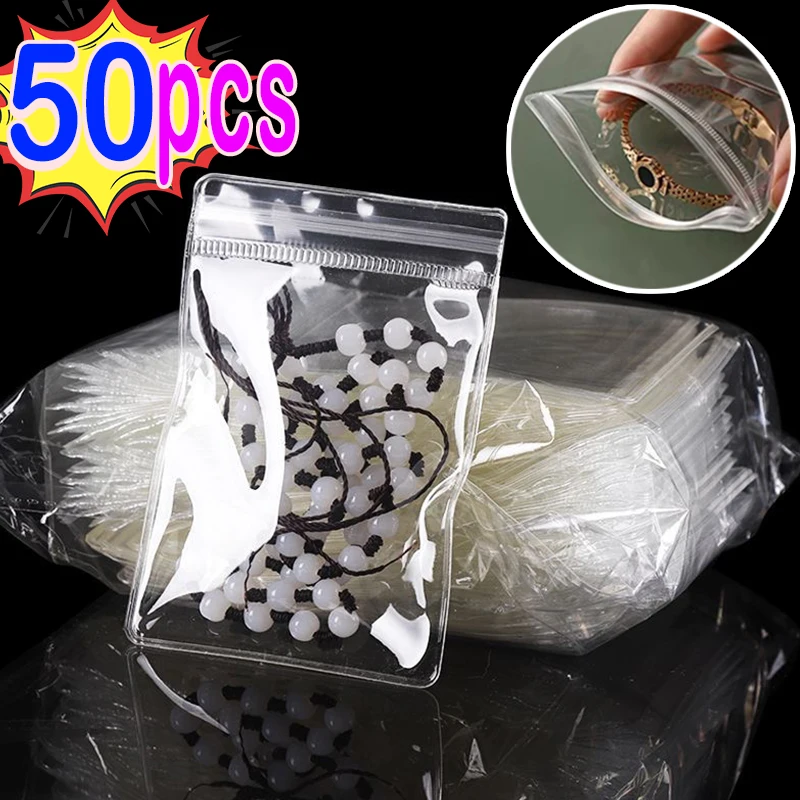 10pcs Transparent PVC Jewelry Organizer Package Bags Clear Anti-Oxidation Bag Earring Necklace Storage Holder Self Sealing Pouch